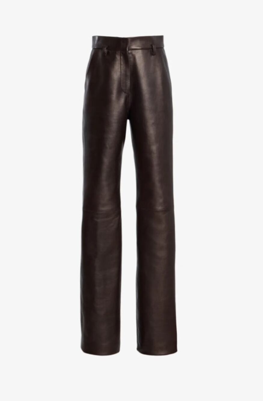 NWT Brandon Maxwell Kaia Leather Trousers Chocolate Brown Size 6